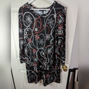 Inner circle black dress with Red And Grey chains & necklaces print size large